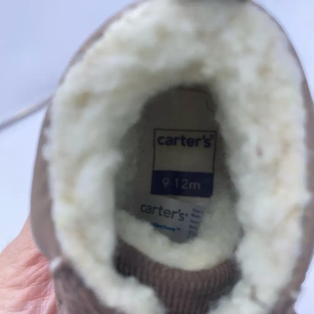 Carter's Boy's Brown Corduroy Sherpa Lined Booties Size 9-12M